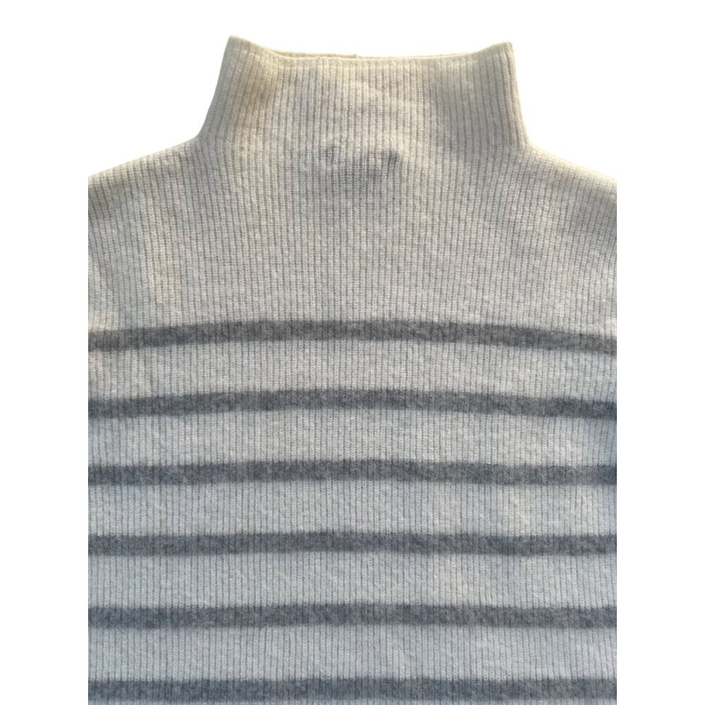 Forte Cashmere Women's XL 100% Cashmere Neutral Stripe Turtleneck Sweater - Picture 11 of 13